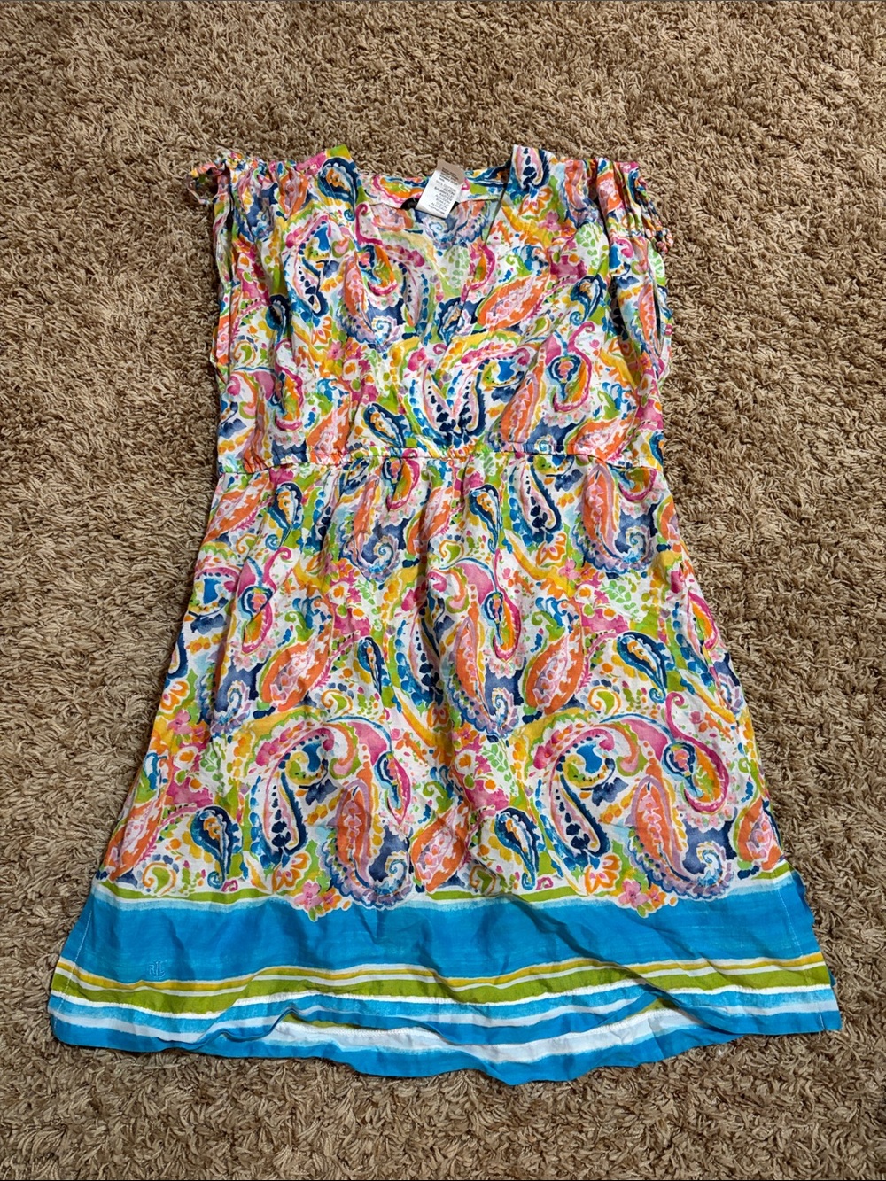 Lauren Ralph Lauren Multicolor Floral Paisley Print Swimsuit Cover-up w/ pockets